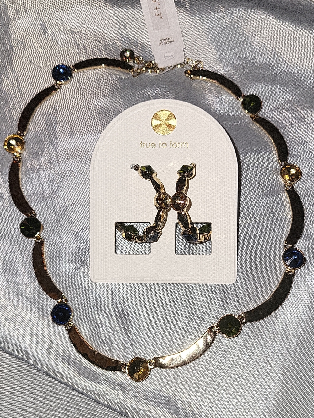 True To Form Gold-Tone Multicolor Crystal Necklace and Earrings Set